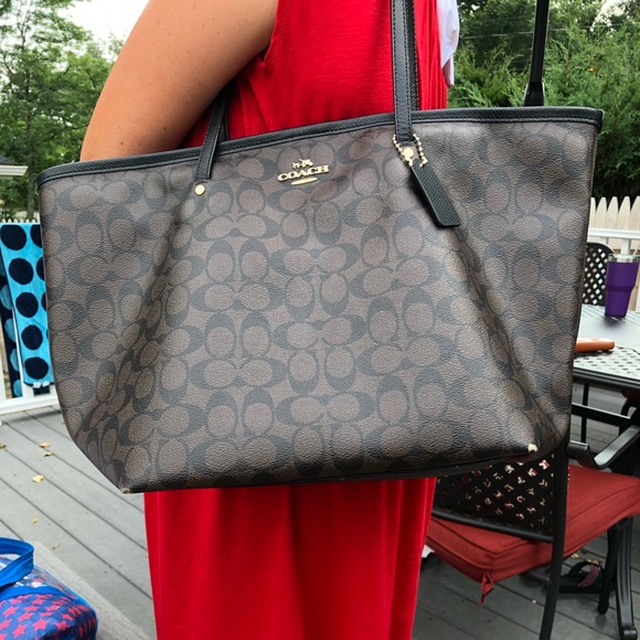 Coach Handbags - Authentic Coach tote bag signature brown/black.